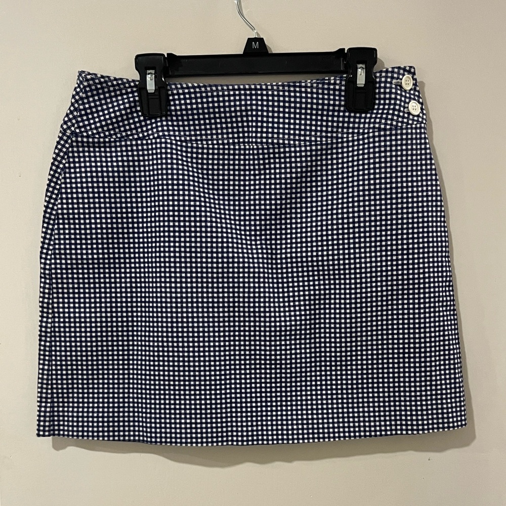 United Colors Of Benetton Navy and White Gingham Mini Skirt